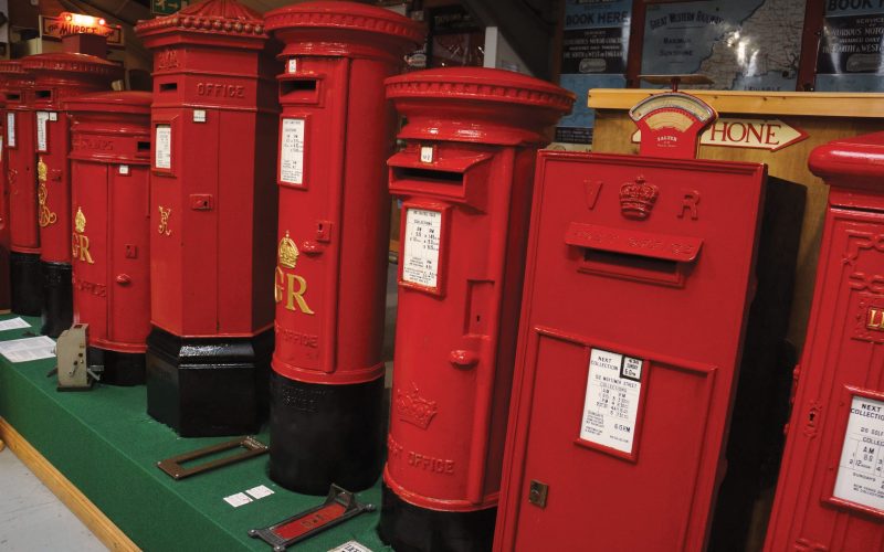 A line of UK post boxes