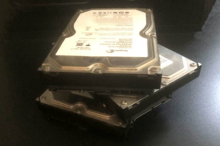 Stack of old hard drives